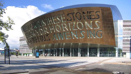 Representative city scene in Cardiff; not a photograph of Cardiff Victorian arcades