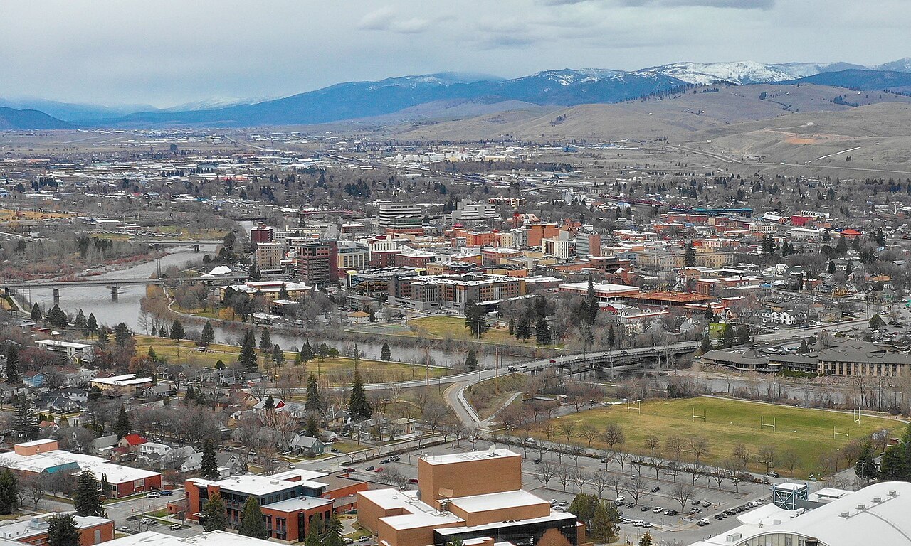 Representative Missoula, Montana city scene; not a photograph of Riverfront Trail