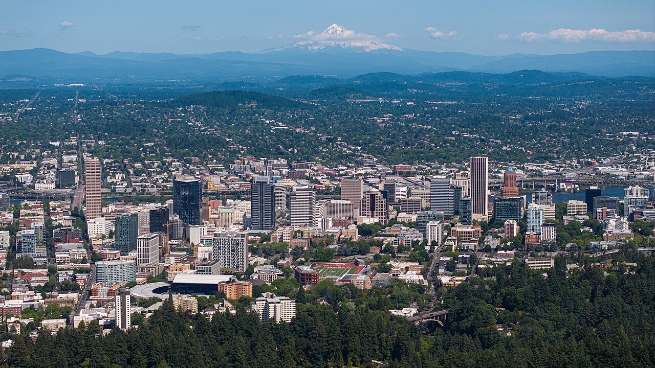 Representative Portland, Oregon city scene; not a photograph of International Rose Test Garden