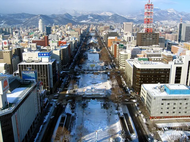Odori Park & Sapporo in Hokkaido, Japan