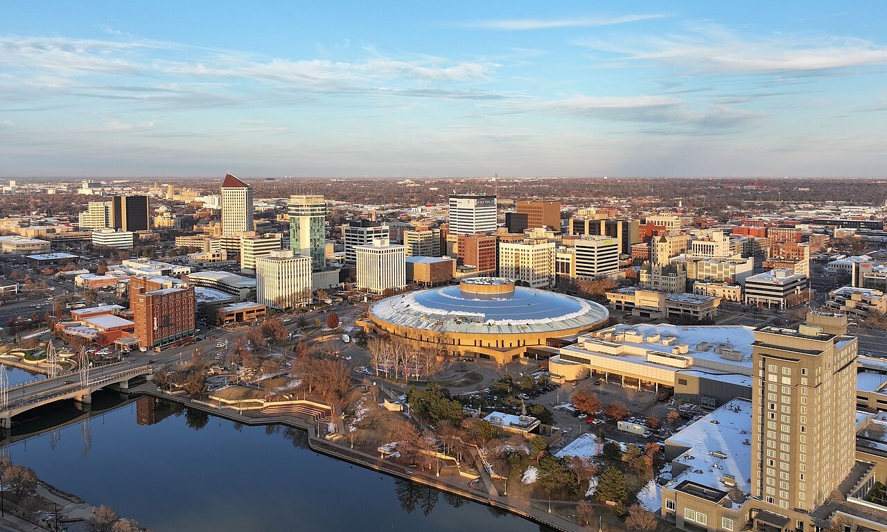 Representative Wichita, Kansas city scene; not a photograph of Keeper of the Plains